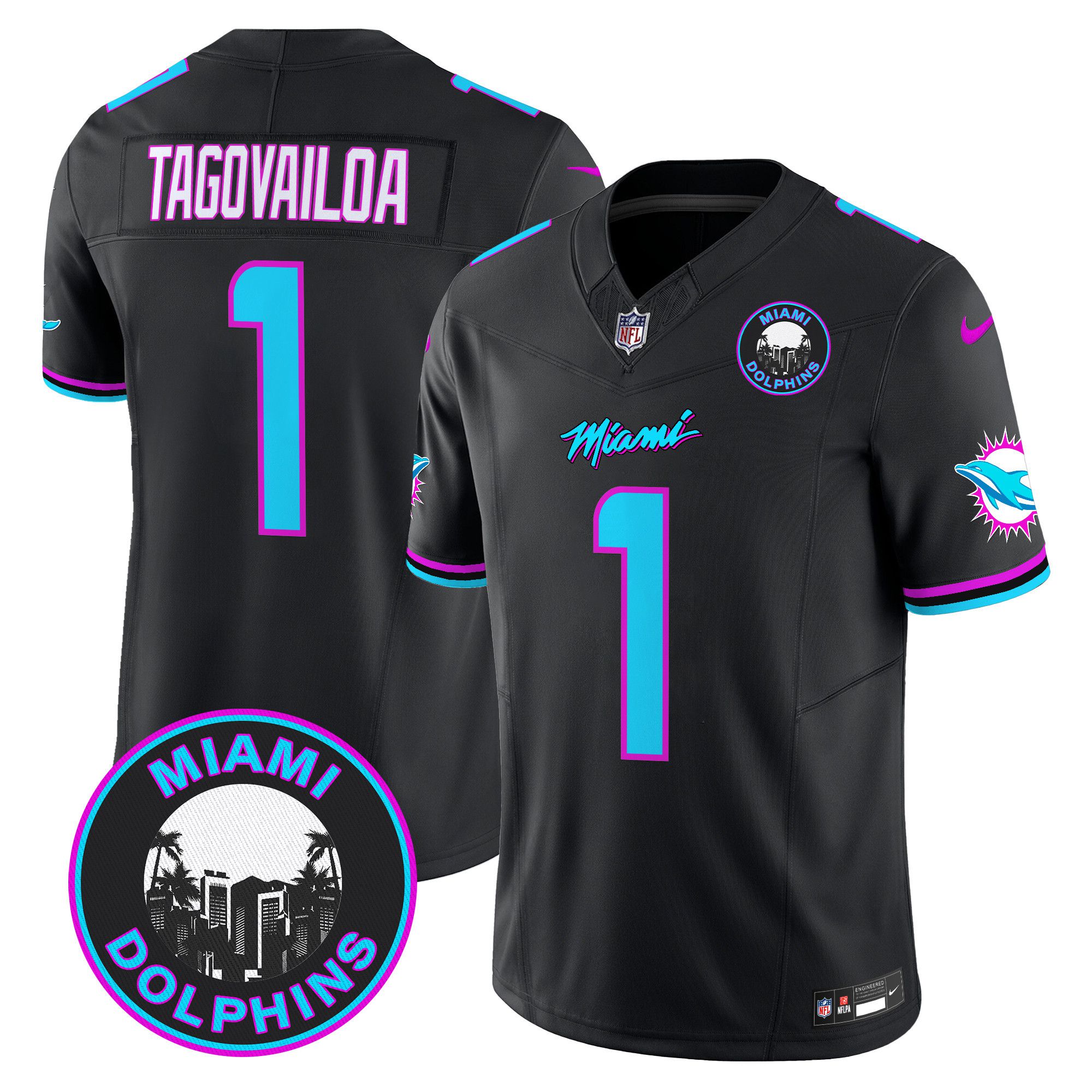 Men Miami Dolphins #1 Tagovailoa Black 2024 Nike Vapor Limited NFL Jersey style 1->indianapolis colts->NFL Jersey